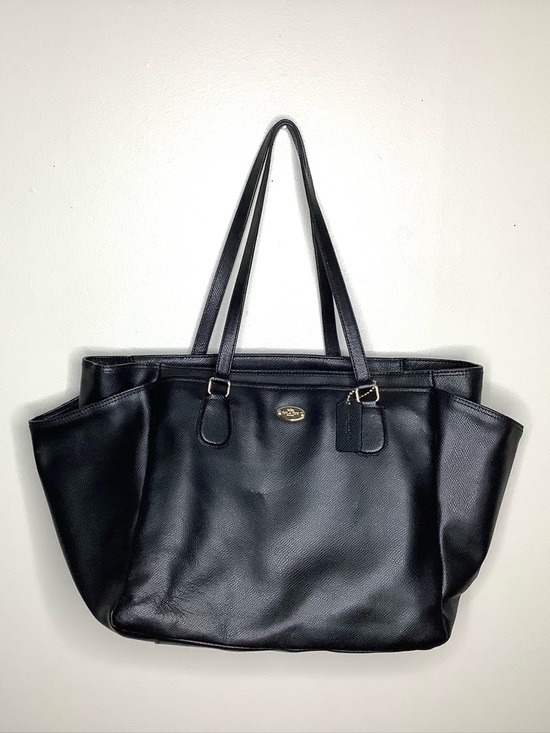 Coach Other - < Coach Black Leather Large Diaper Tote Bag >